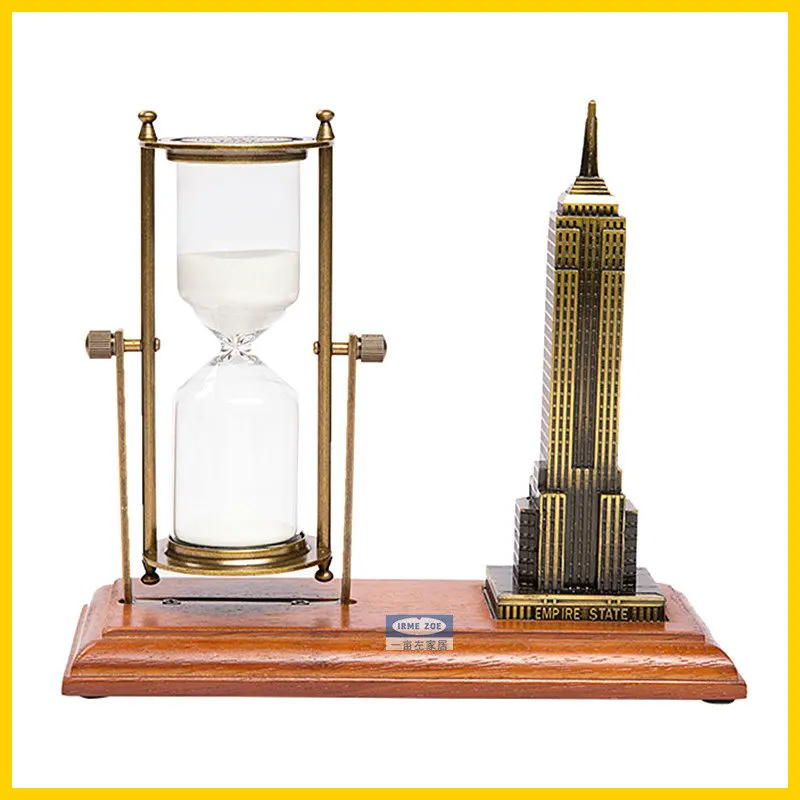 HQ DC01 Luxury Metal Swivel 30 Minutes Sand Timer Sand Glass Clock Hourglass Home Office Decorate Cinnabar Ornaments Tableware - Цвет: EMPIRE