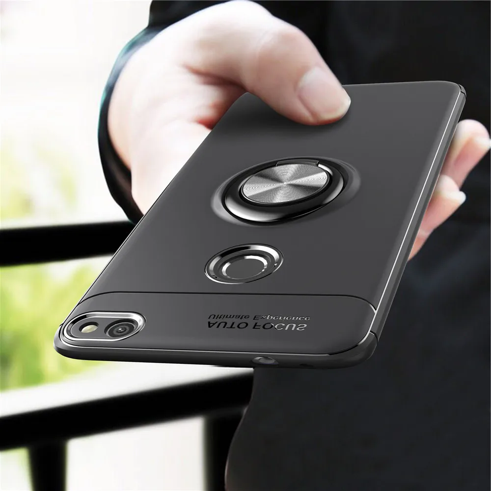 

For Huawei P8 Lite 2017 Case Cover Colorful Metal Magnetic Ring Holder Soft Silicone TPU Luxury Case for Huawei P8 Lite 2017