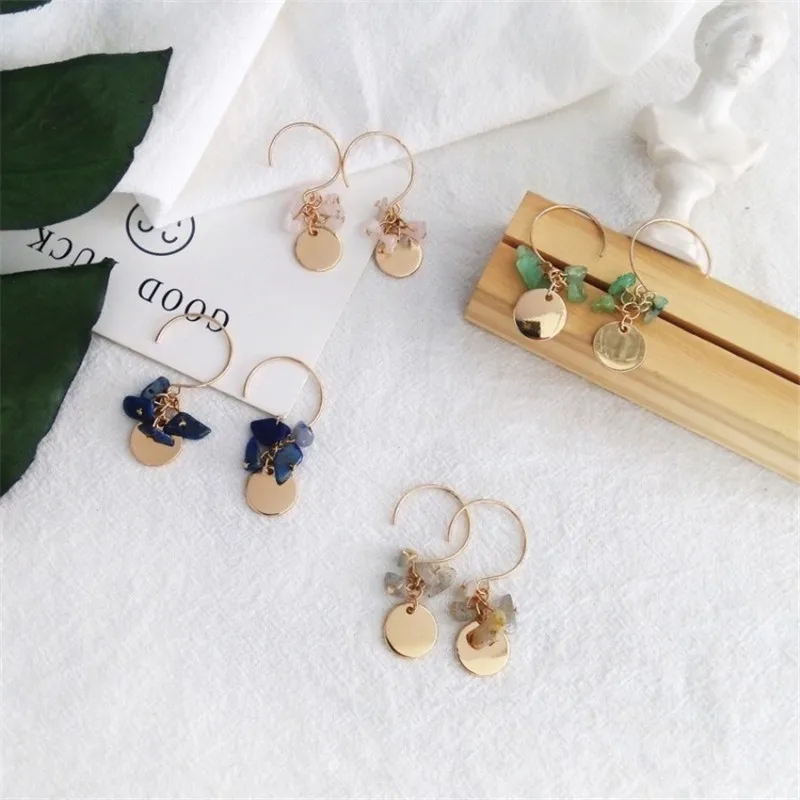 

Japan And Korea Trendy Temperament C-Shaped Gravel Round Metal Piece Pendant Alloy Earrings Female Students Personalized Jewelry