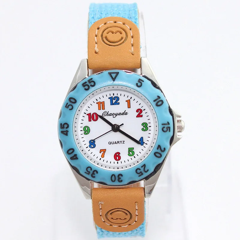 Черный тканевый ремешок детский подарок для мальчиков и девочек обучающий репетитор кварцевые наручные часы U32H детские часы время обучения подарки - Цвет: Light blue