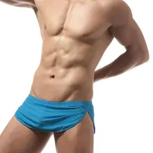 Rqrrsq M-2XL спортивные Для мужчин s нейлоновые шорты для бега дышащие пикантные Для мужчин Фитнес Тренажерный зал Бег Короткие Homme сплошной Разделение короткие плавки 3 шт