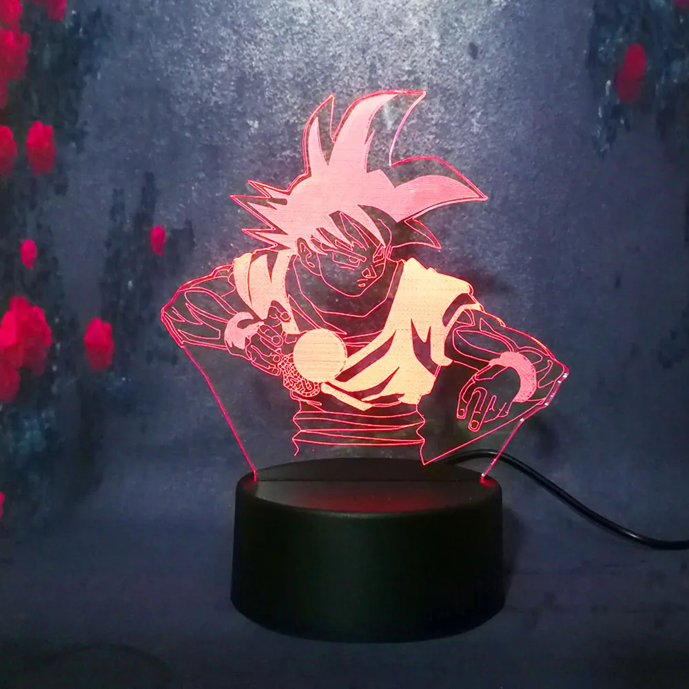 Прохладный 3D Dragon Ball Супер Saiyan Бог сын ночник 7 цветов светодио дный LED дети USB