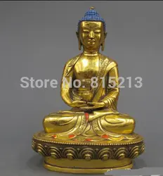 Bi00947 12 "Тибет буддийский храм изысканный Бронзовый Gild Амитаюс статуя Будды Шакьямуни