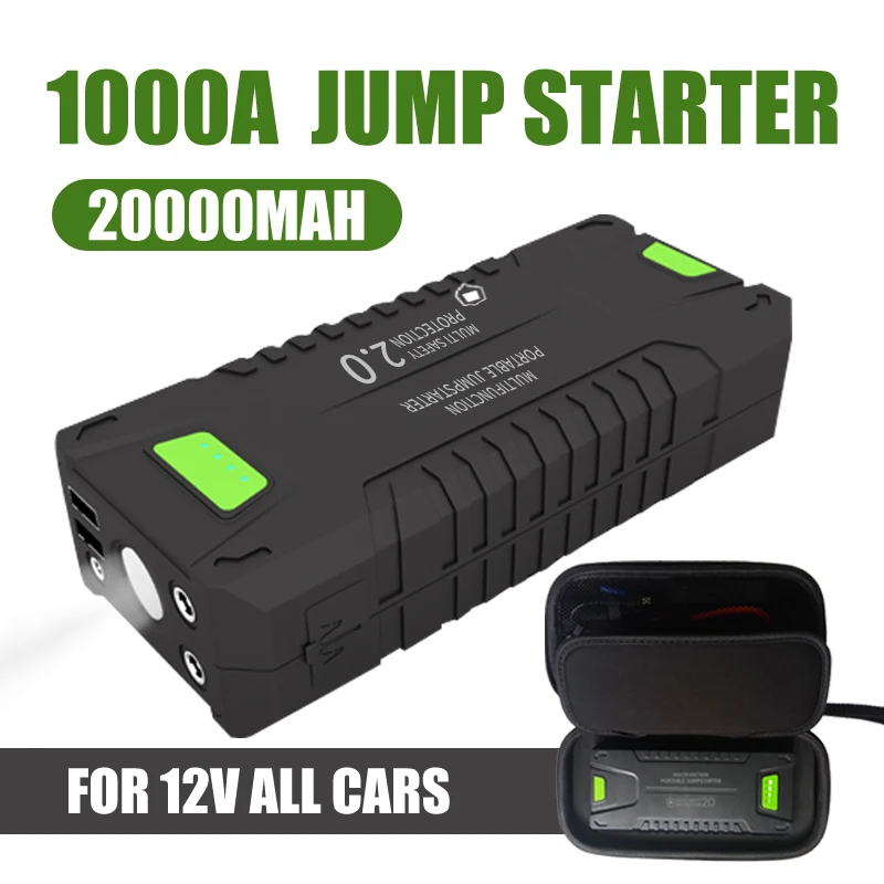  Car Jump Starter 20000mAh 1000A Vehicle Emergency Battery Portable 12V External Car Battery Booster