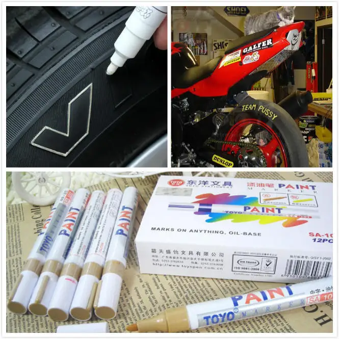 

5pcs/lot White Car Motorcycle Tyre Tire Tread Rubber Paint Marker Pen Whatproof Permanent