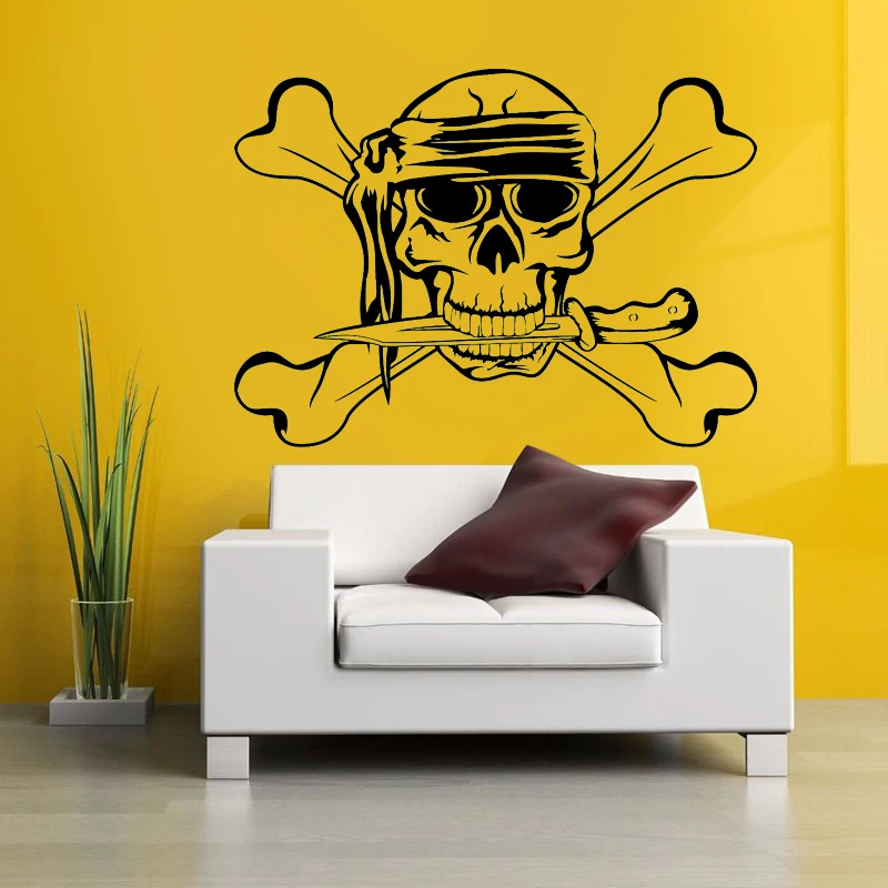 DCTAL Skull Halloween Bone Sticker Punk Death Decal Devil Poster Name Car Window Art Wall Decals Parede Decor Mural
