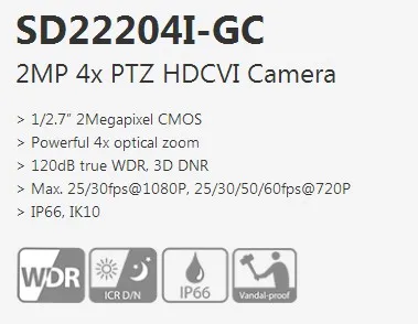 SD22204I-GC 2MP PTZ HDCVI Camera Feature