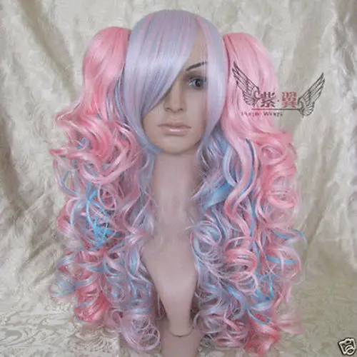 

New Lolita Pink Mixed Split Type Heat Resistant Cosplay Wig