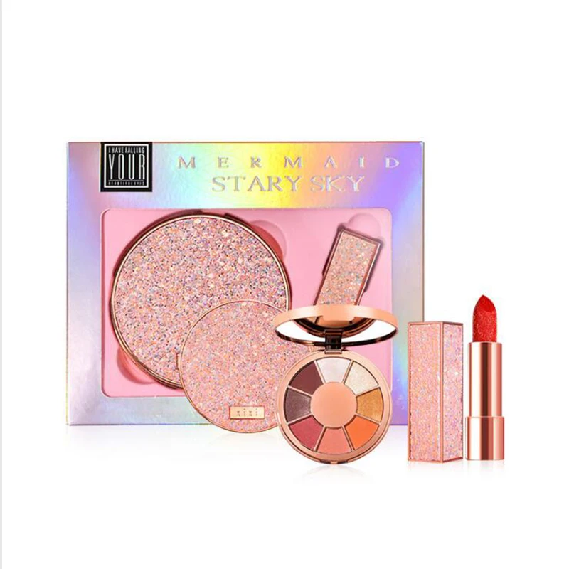 

Dropshopping Makeup kit Diamond version of the mermaid star sky 2 in 1 shimmer matte eye shadow matte lip stick set gift box