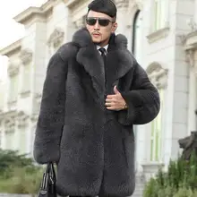 Высокое качество зима теплая искусственная Меховые пальто мужские роскошные меховые пальто тонкая мужская куртка в стиле кэжуал de couro серый Евр-6XL