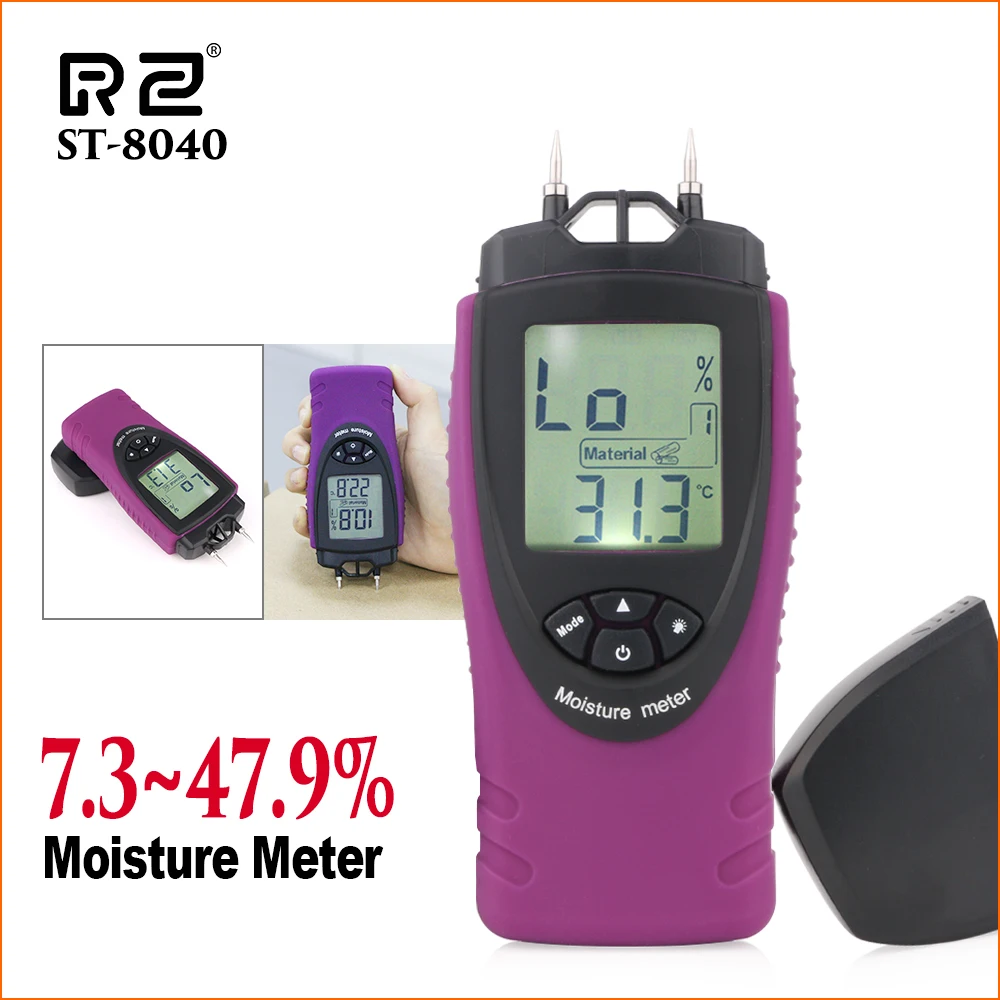 

RZ Digital Wood Moisture Meter Professional Woodworking Humidity Hardened Wood Building Materials Temperature Moisture Meter