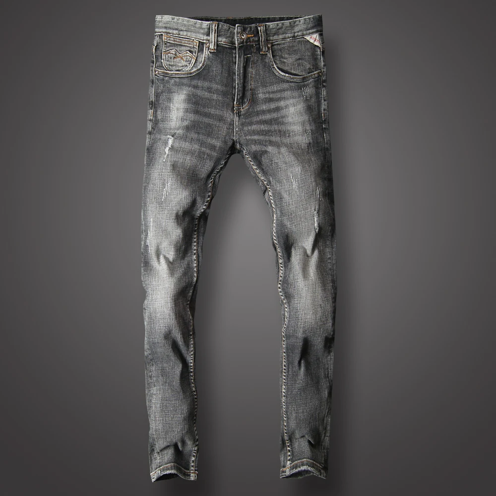 dark grey distressed jeans mens