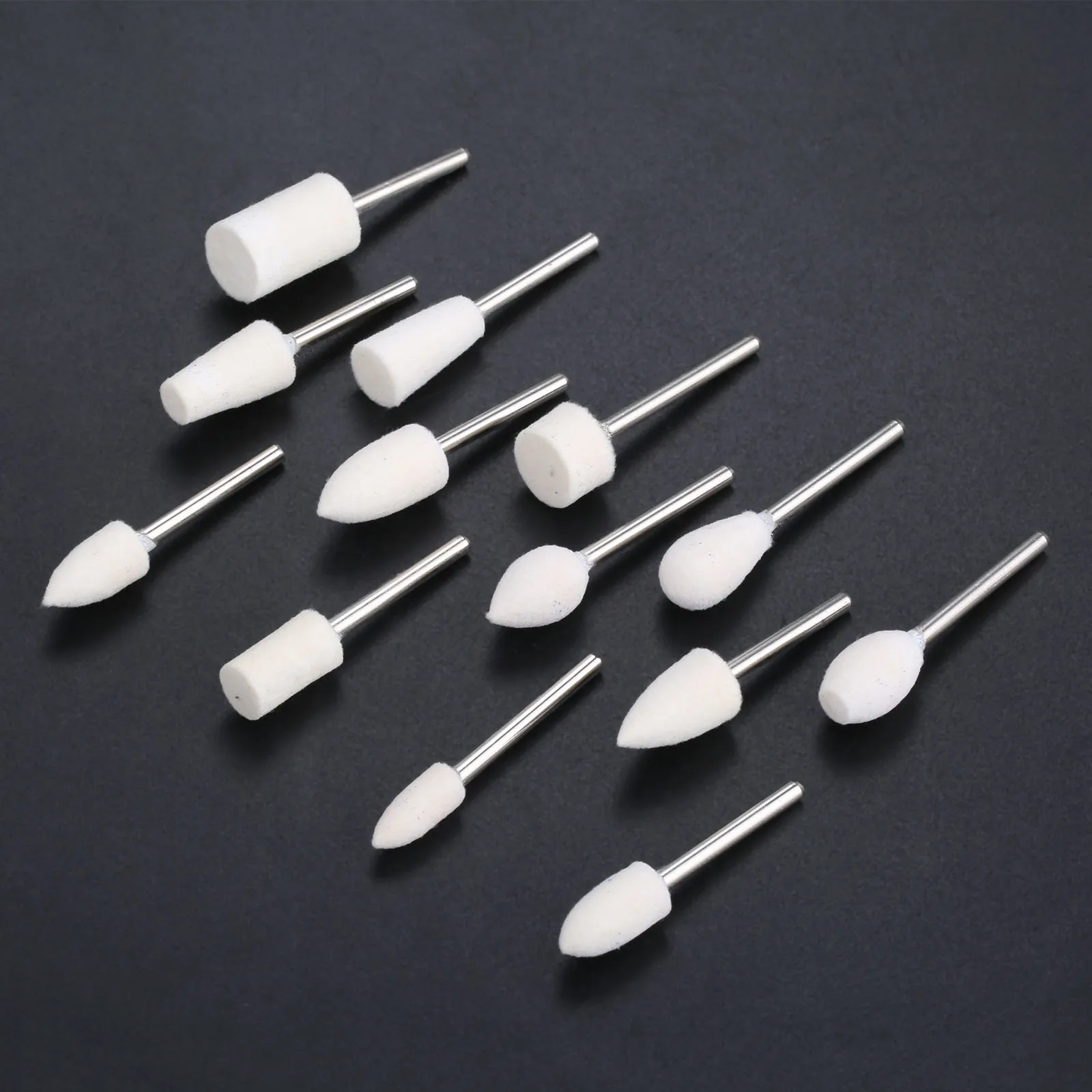 13Pcs Handle Dia.3mm Wool Grinding Head Polishing Jade Amber Beeswax Metal Mirror Electric Mill Hanging Accessories