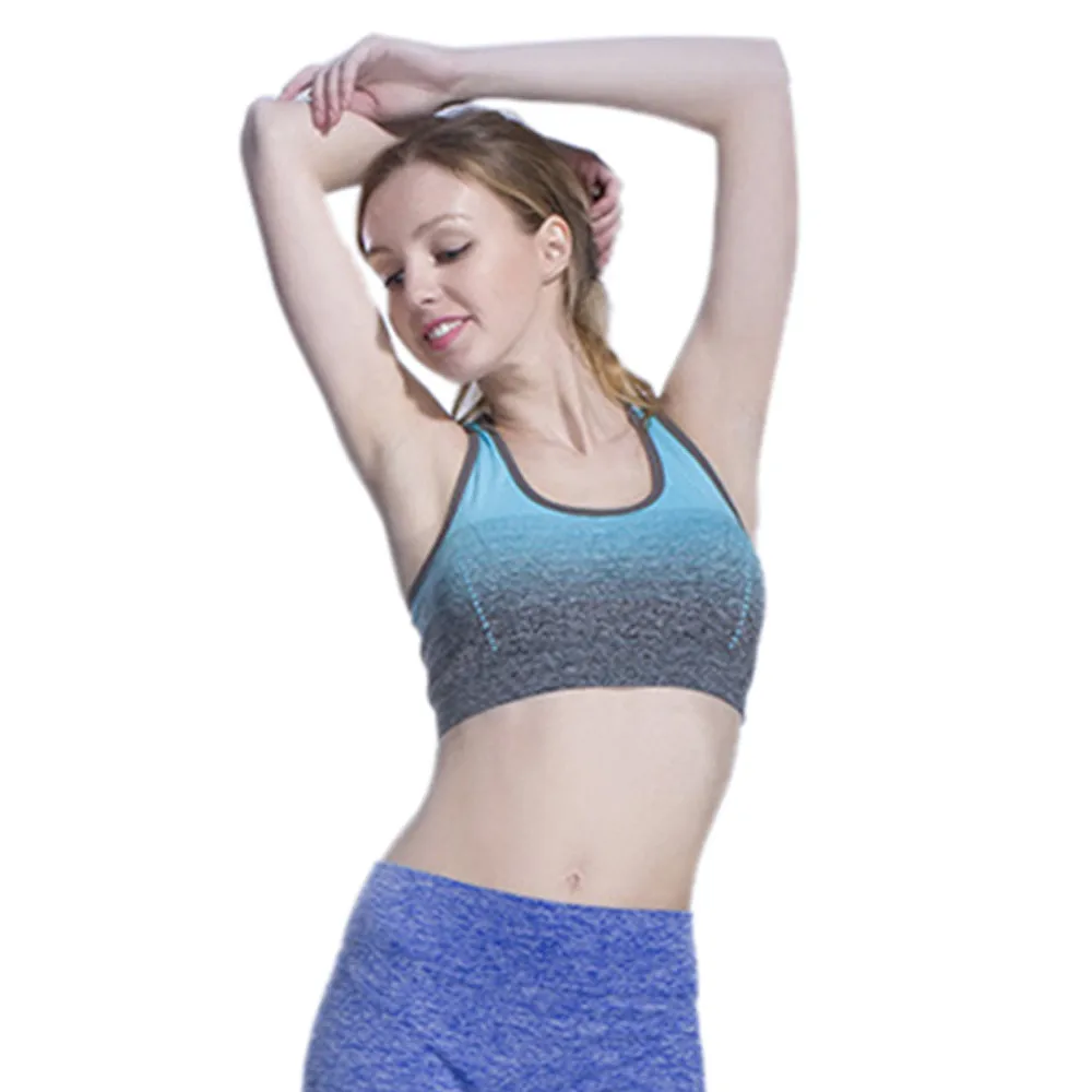 

Women Sport Yoga Wire Free Padded Tank Seamless Gradient Color Tops Bra top deportivo mujer gym croped femenino sosten deportivo
