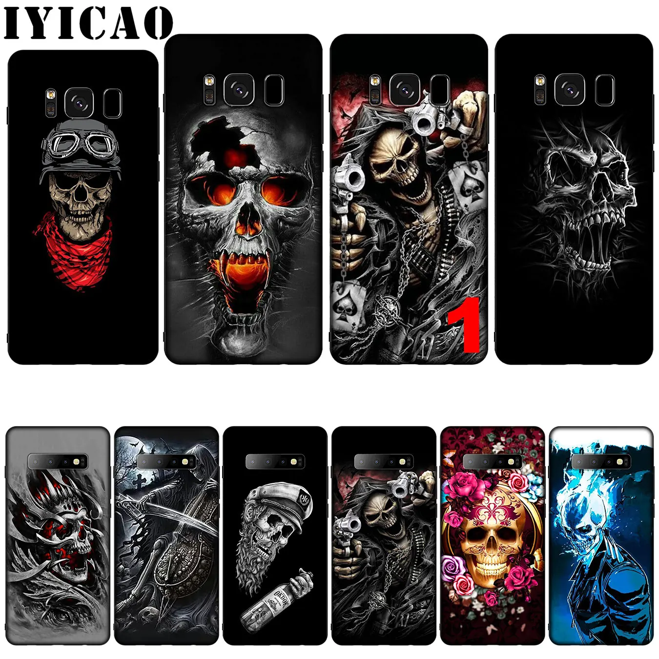 

IYICAO Grim Reaper Skull Skeleton Silicone Soft Phone Case for Samsung Galaxy S10 S9 S8 Plus S6 S7 Edge S10e E Cover