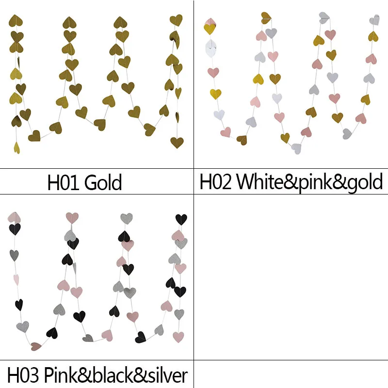 3 метра блестящее сердце Бумажная гирлянда сердце струны флаг кисти для занавесок Свадьба День рождения детский душ вечерние украшения
