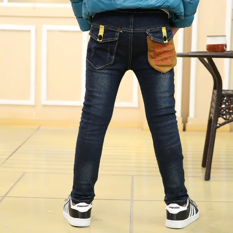 

Fashion High Quality Autumn Children's Jeans Big Boys 7~12 years Full Length Kids Clothing Washed Denim Pants Trousers