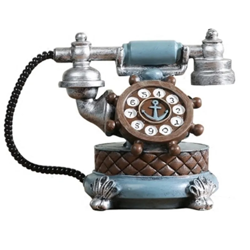 

Retro Decorative Telephone Resin Craft Vintage Cafe Storefront Bar Window Decoration Props Display Old Thing Hand Dial Phone