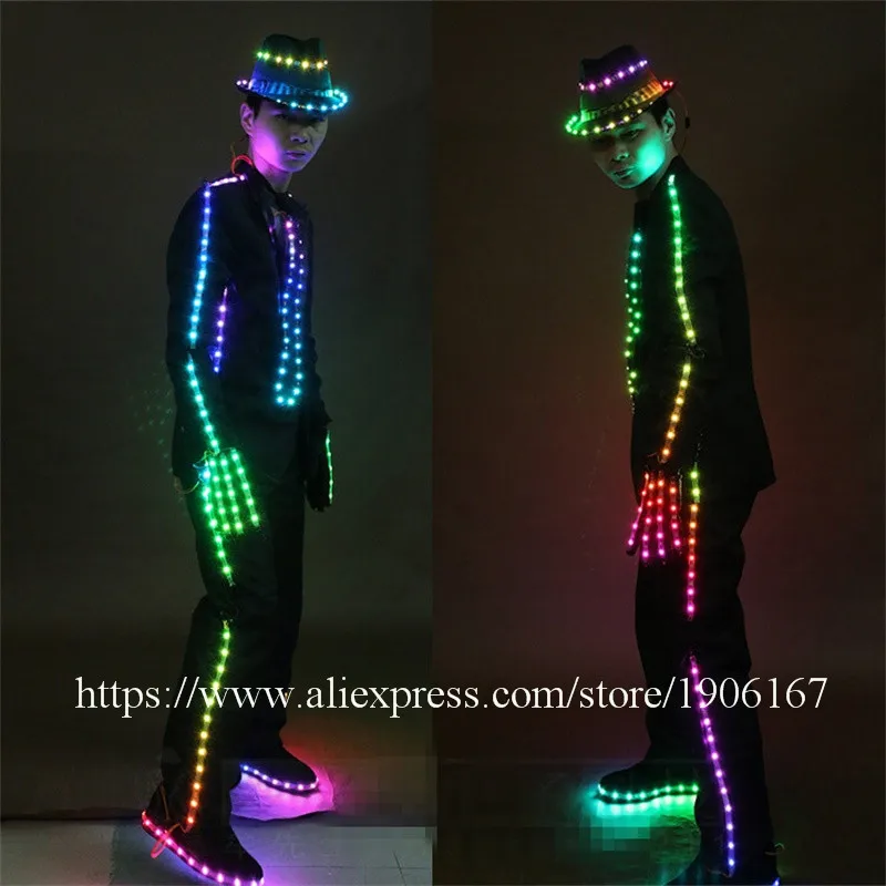 RGB светодиодный растущий костюм в стиле MJ Светодиодный светящийся для бальной