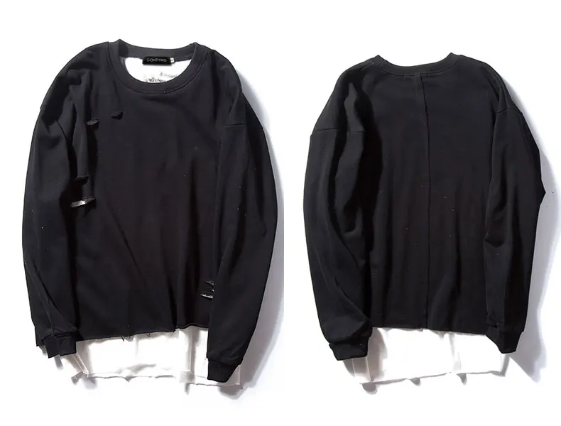 Ripped Double Layer Hoodies 2