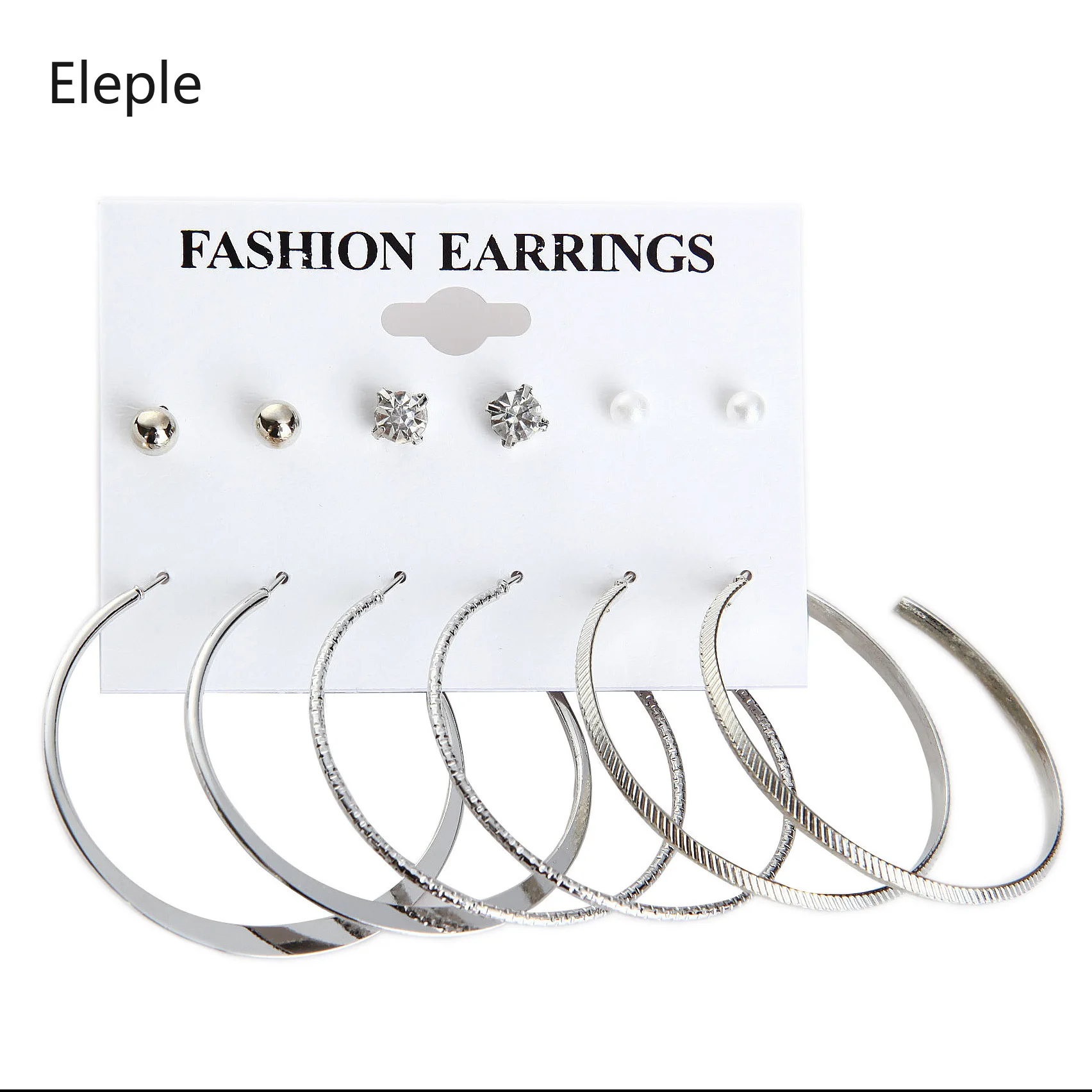 

Eleple Euro-American Big Circle Earrings 6 Pieces Set Earrings Pearl Earrings Female Earrings Set C9G27