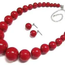 Африканские бусы комплект ювелирных изделий 6-14 мм Для женщин украшения красный коралл бусы 1" комплект серьги fine КВАРЦ люкс широкие Для женщин Королева