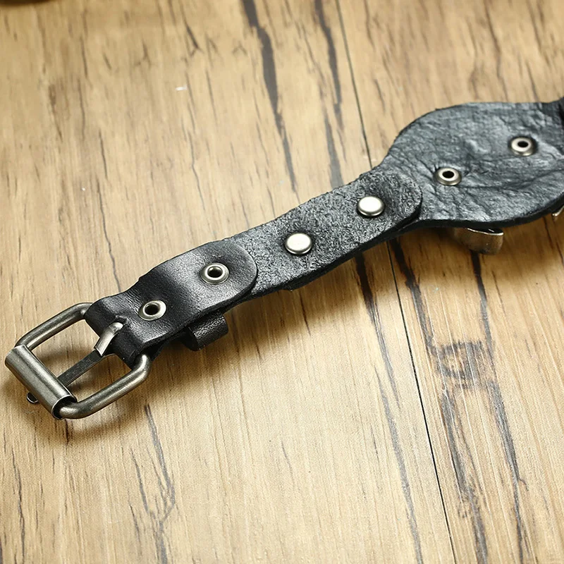 Мужской кожаный браслет для байкеров LIVE TO RIDE стильный регулируемый в стиле хип