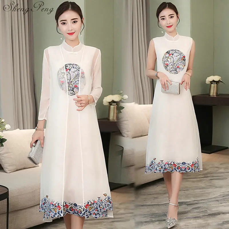 Ao Dai традиционное китайское длинное платье для женщин cheongsam Элегантное Длинное платье в китайском стиле платье для женщин CC608