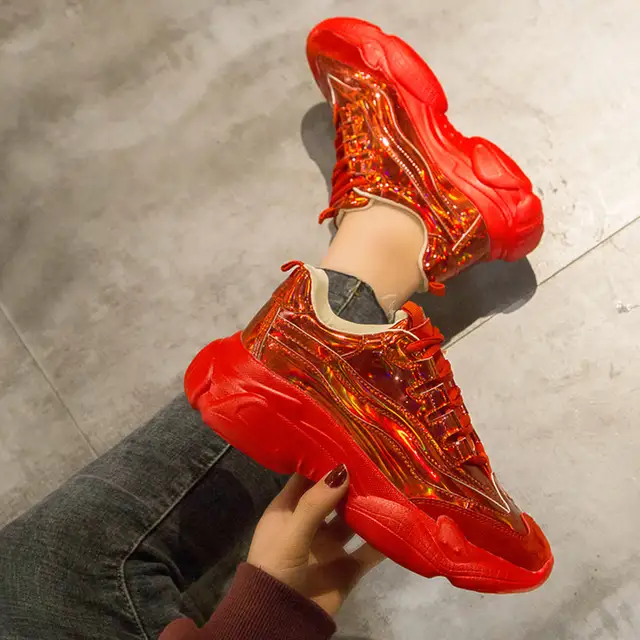 red platform trainers