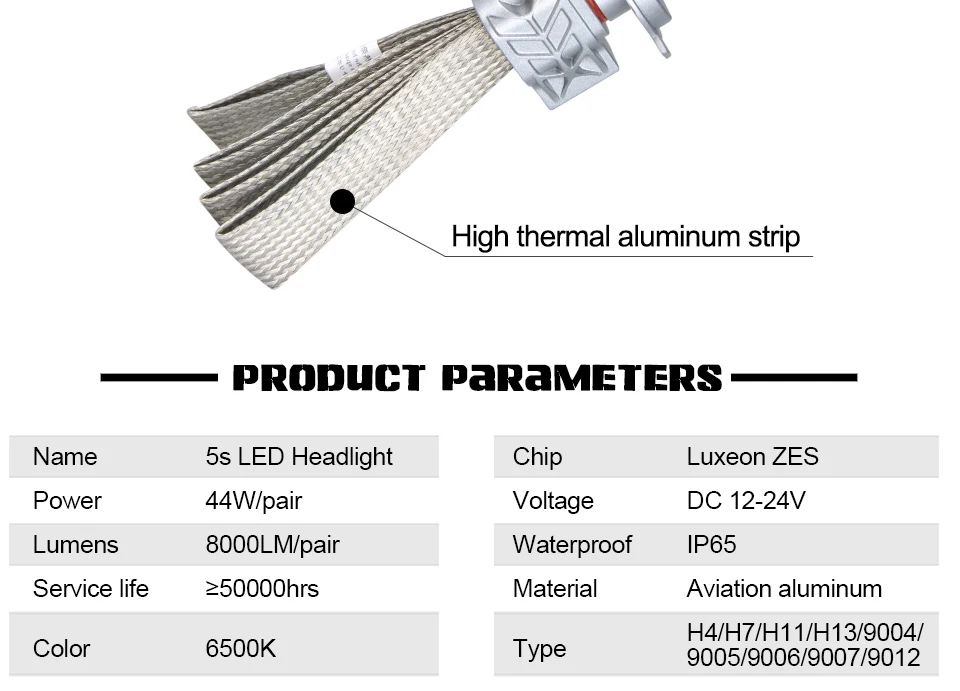  Led H4 Car Headlight HighLow Border 8000 Lumen Luxeon ZES H7 LED  (9)