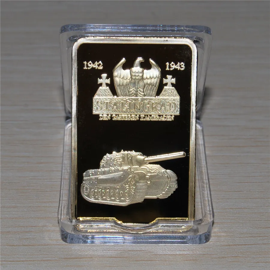 

1942-1943 WWII Germany Stalingrad Reichsmark Tank Gold Clad Bullion Bar High quality