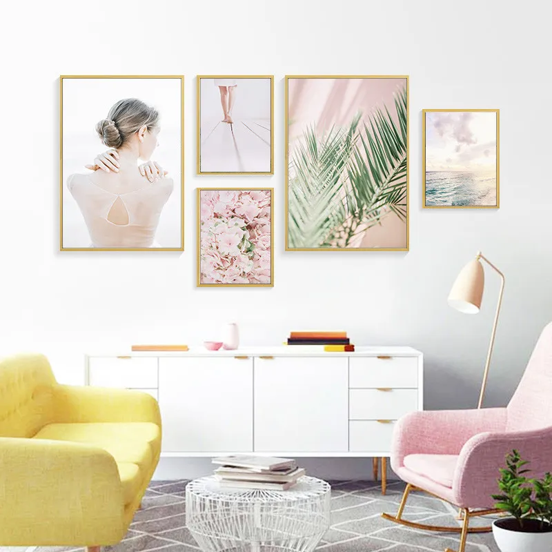 Nordic Minimalist Flower Plant Leaf Art Canvas Painting Print And Poster Beauty Decorative Picture Living Room Home Decor KL099 | Дом и сад