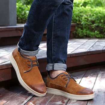 

Spring Autumn Fashion Low Top Men Casual Shoes High Quality Thick Full Cow Leather Upper No-Slip Rubber Sole Pigskin Inside