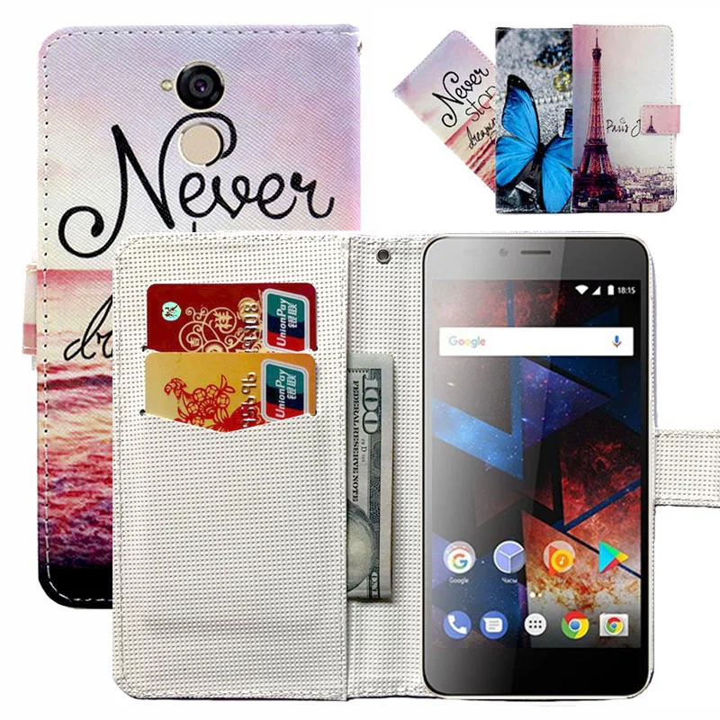 

Fashion 11 Colors Cartoon Painting PU Leather Magnetic clasp Wallet Cover For BQ BQ-5594 Strike Power Max Case