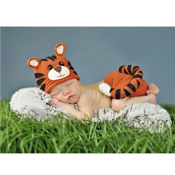 

Hand-knitted Crochet Wool One Hundred Days Clothes Newborn Baby Photography Props Wild