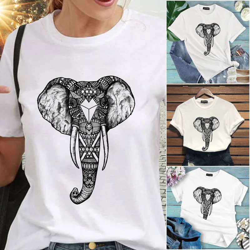 Printed T-shirt Men's Tee Summer 2019 Cotton Elephant T-shirt Short Sleeve Tops And Tees Fashion Male Clothing
