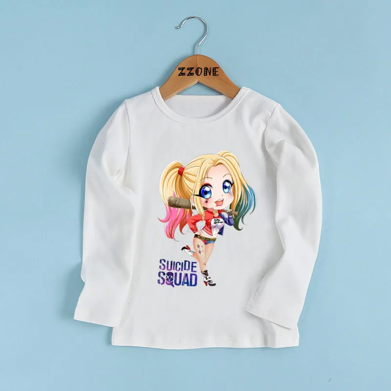 

2-14 Years Boys/Girls Funny Clothes Children Cartoon Suicide Squad Harley Quinn Print T shirt Kids Long Sleeve T-shirt,LKP2425