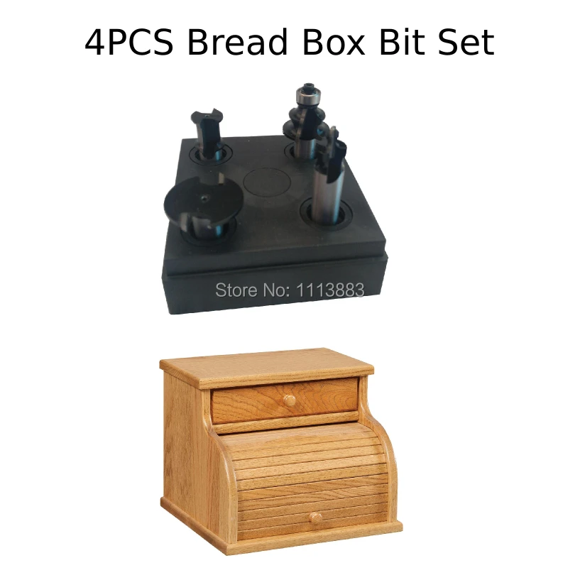 

4PCS Bread Box Router Bit SET, Tambour Set, 1/2" Shank, for 1/2" Wood Thickness