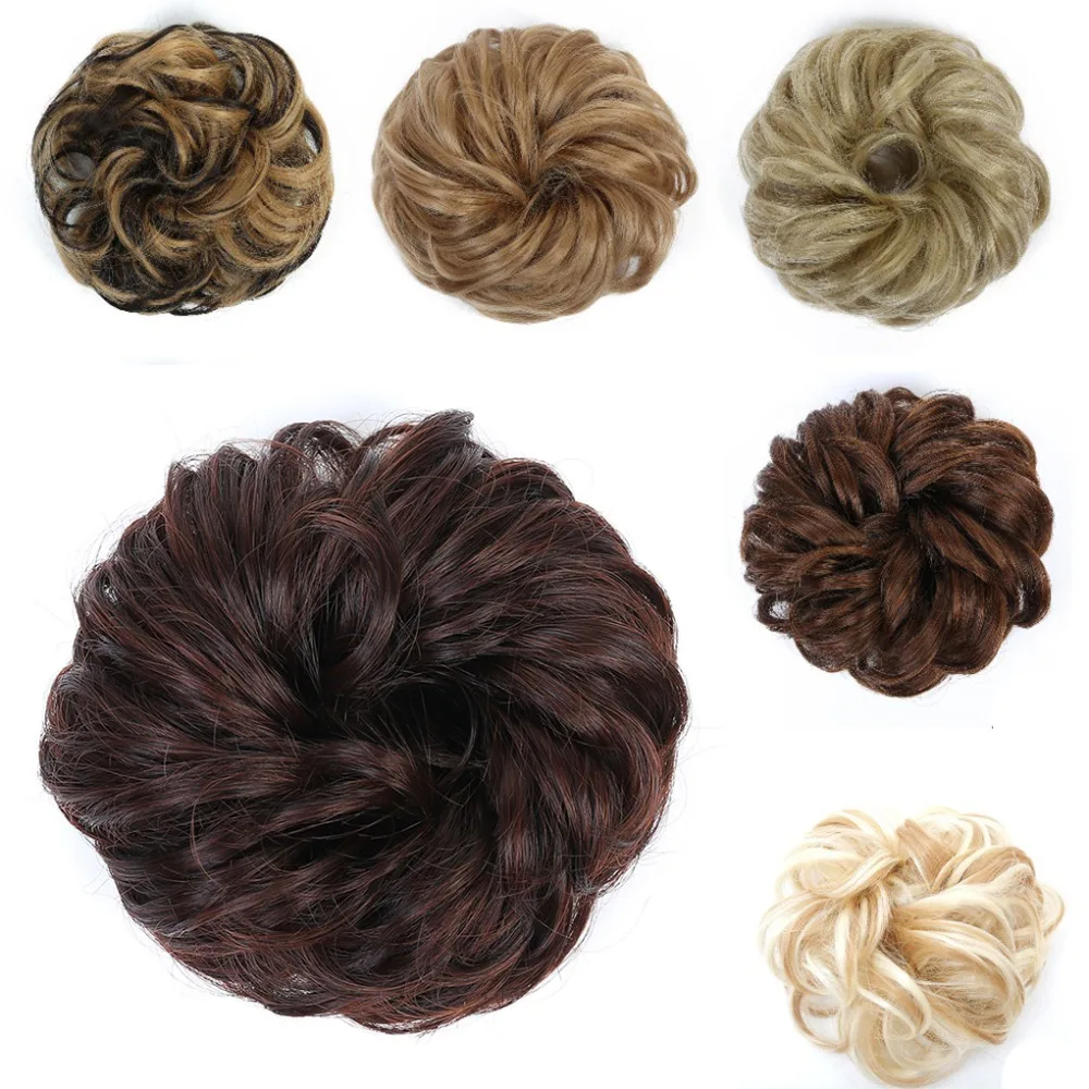 WTB Bun With Rubber Band Synthetic Wave Hair Chignon Hair Elastic Ring