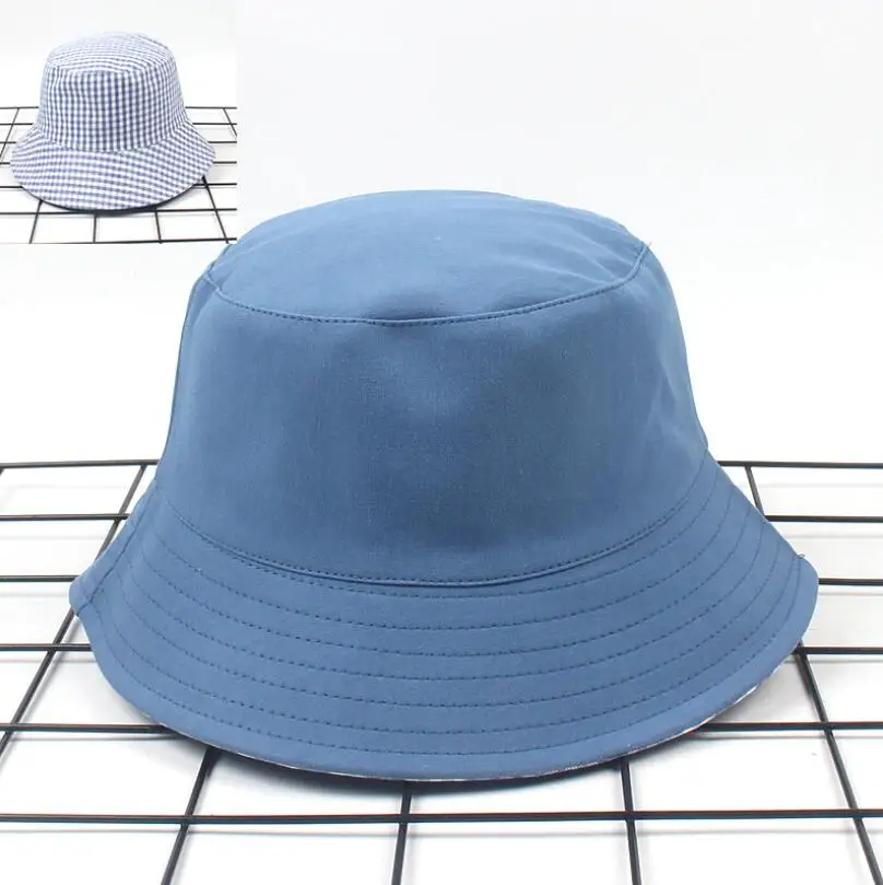 Двусторонняя клетчатая Панама 6 цветов, шляпа унисекс, модная рыболовная шляпа Bob, кепка s для женщин и мужчин, Панама, летняя кепка от солнца