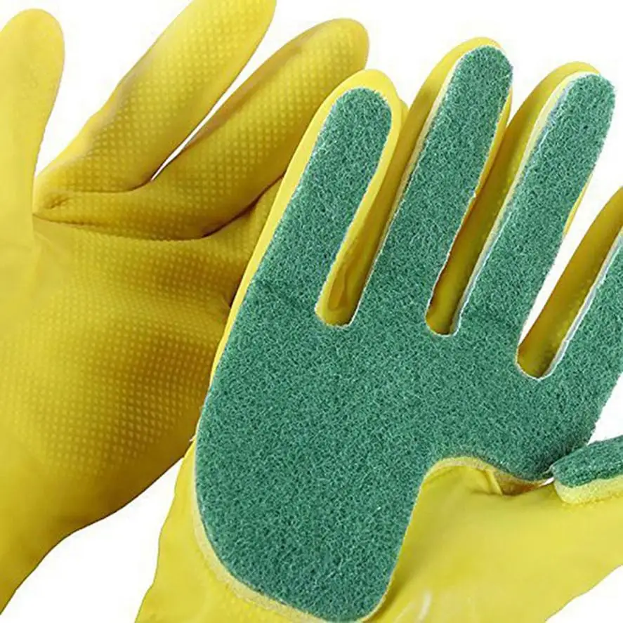 

100% brand new and high quality Kitchen Durable Sponge Latex Gloves Kitchen Dish Cleaning Tool Protective Glovesl pqw0713