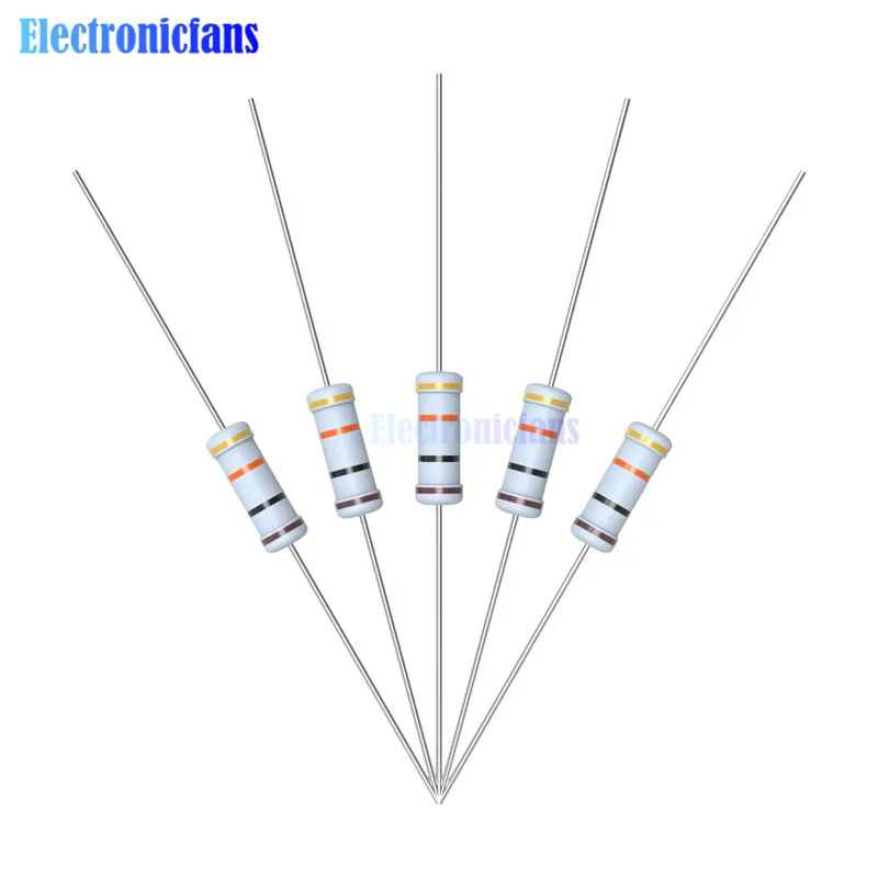 100 шт. металлооксидный пленочный резистор 1R 4.7R 10R 100R 220R 1K 2,2 K 4,7 K 6,8 K 10K 22K 47K 100K 470K 1 МОм Ohm Сопротивление 5% 1 Вт 1R-1M Ω