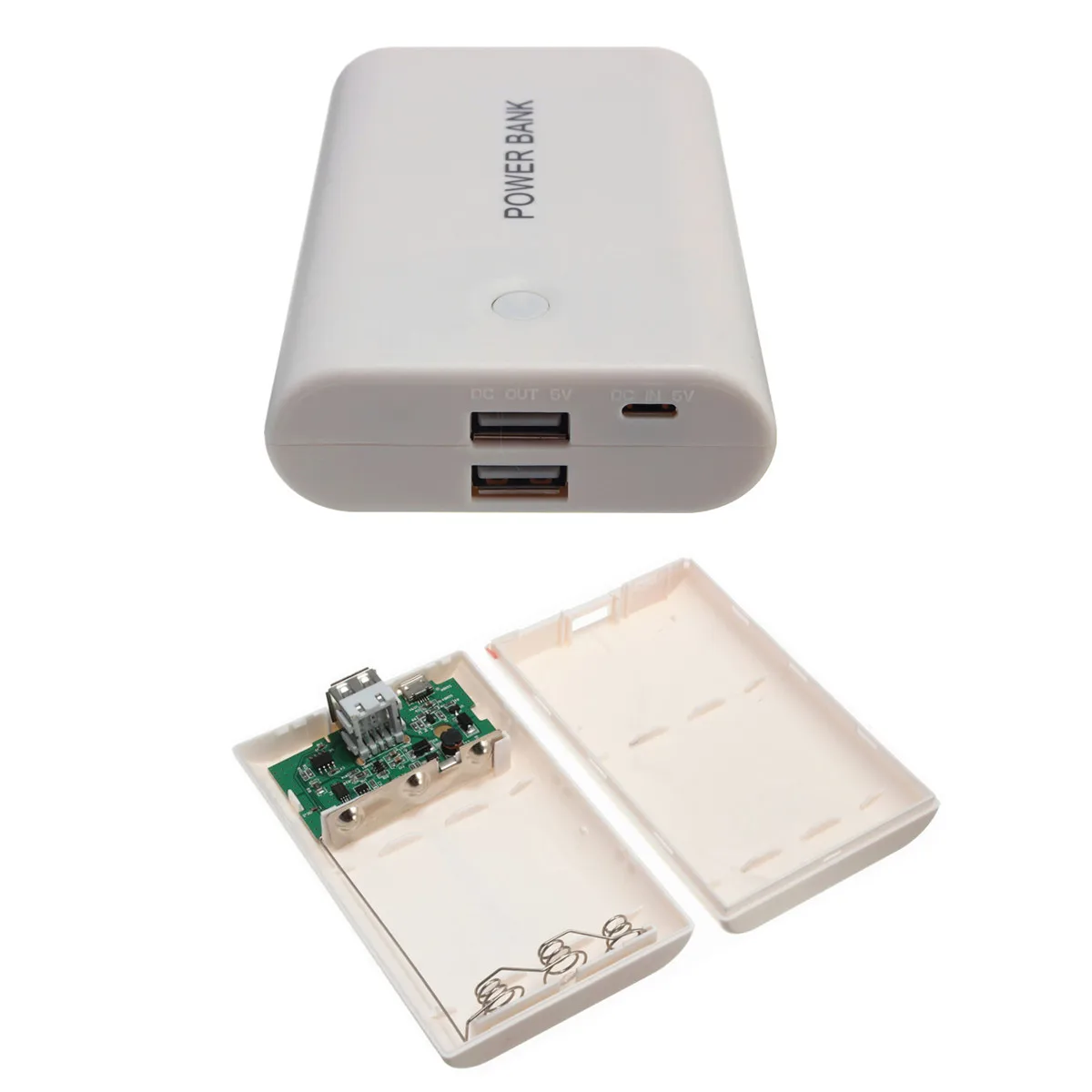 

DIY Safety 3x18650 USB Phone Power Bank Box Universal White Portable External Battery Charger Case Kit For iPhone 8 For Samsung