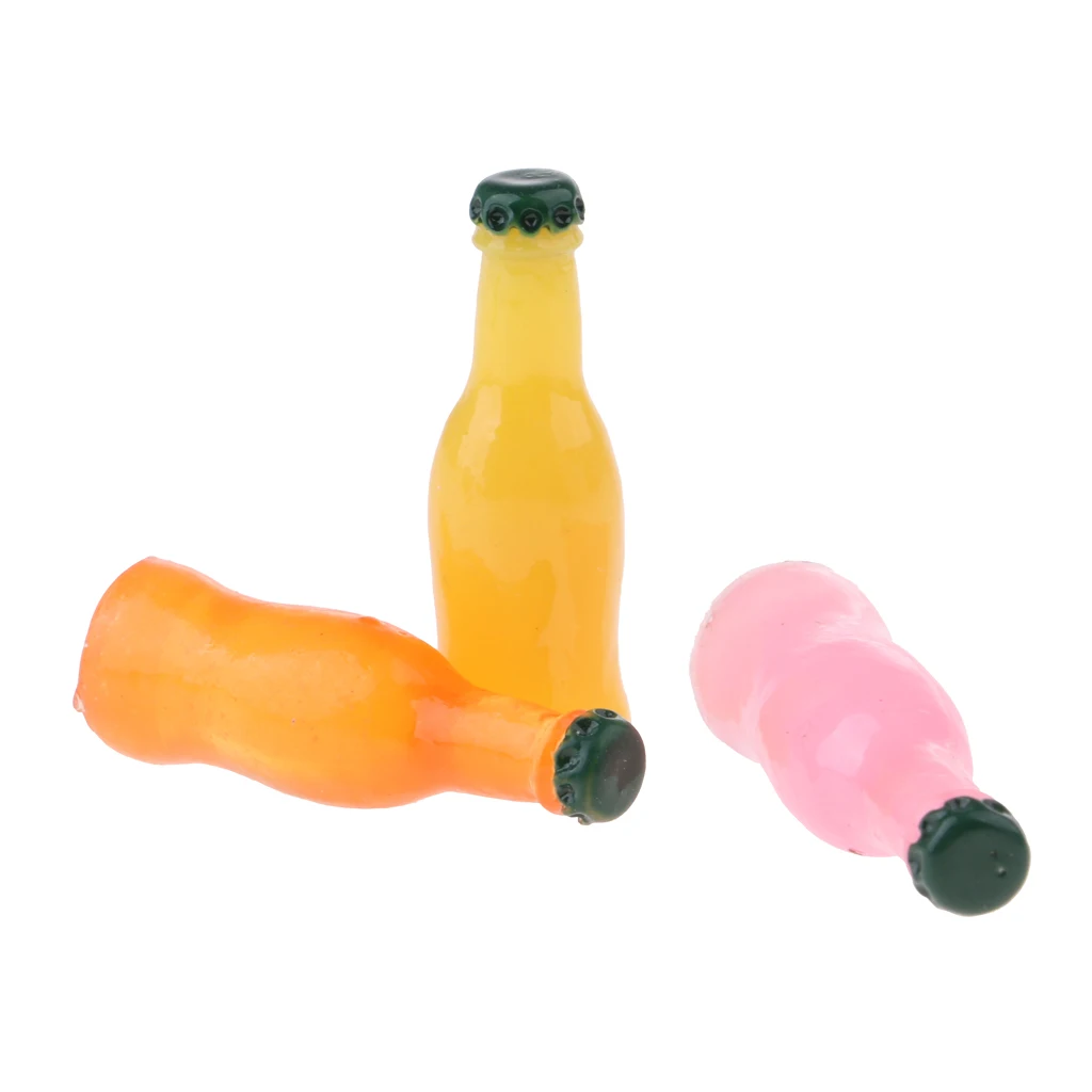 12th Dollhouse Miniature Colorful 7pcs Juice/Cocktail Bottles Kitchen Foods Groceries Accessories Decoration