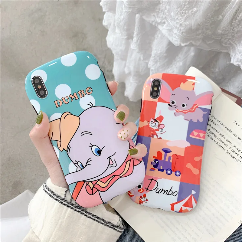 Мультфильм Dromerige fly Maan Olifant Mode Dumbo Voor iPhone XS MAX XR Обложка Микки противоударный чехол X