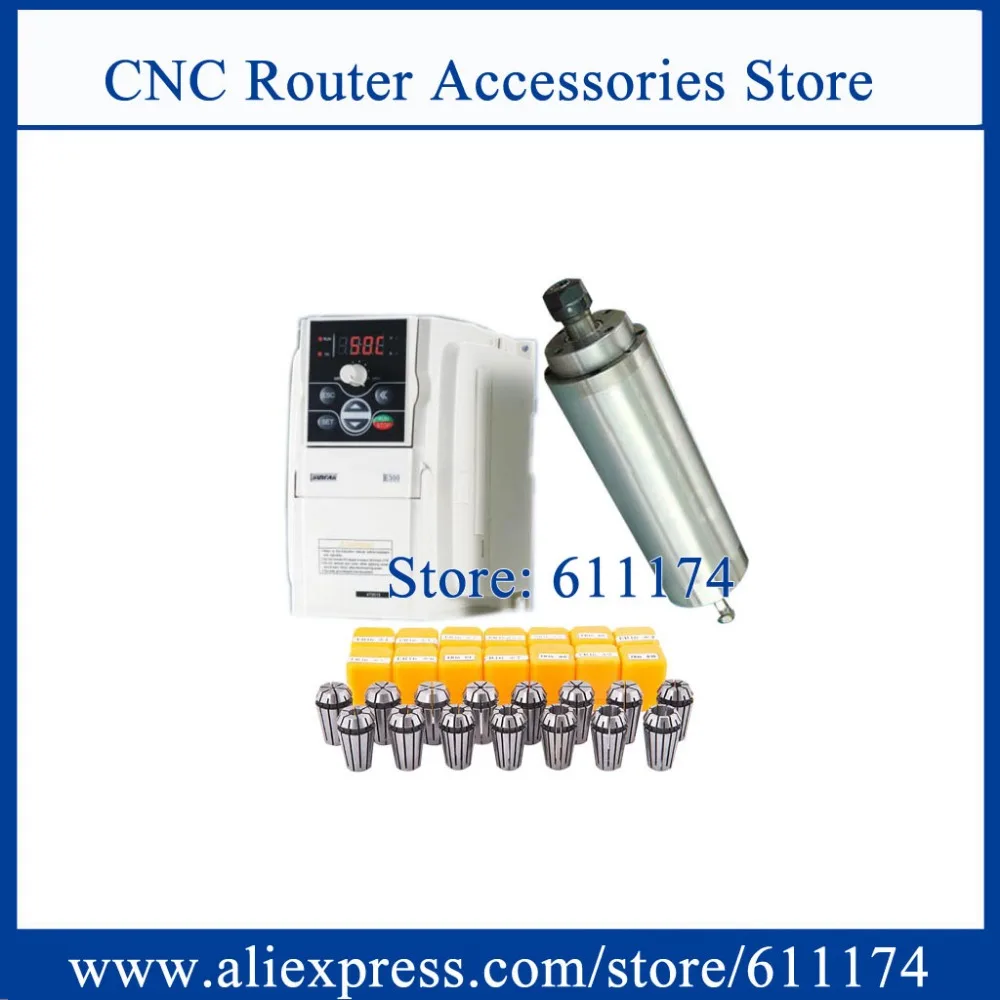 

Low speed milling spindle motor 1500-12000rpm 2.2Kw AC220V Water cooled spindle motor & 2.2Kw VFD Inverter & ER20 Collect