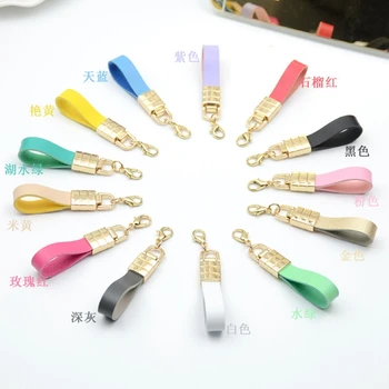 

10PCS 7cm Pu leather KC gold keychain DIY phone case accessories