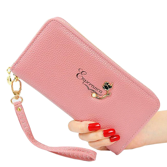 

Women Wallets ID Cards Holder Lady Purses Flower Wristlet Handbags Long Moneybag Zipper Coin Purse Pouch Woman Clutch Wallet Bag