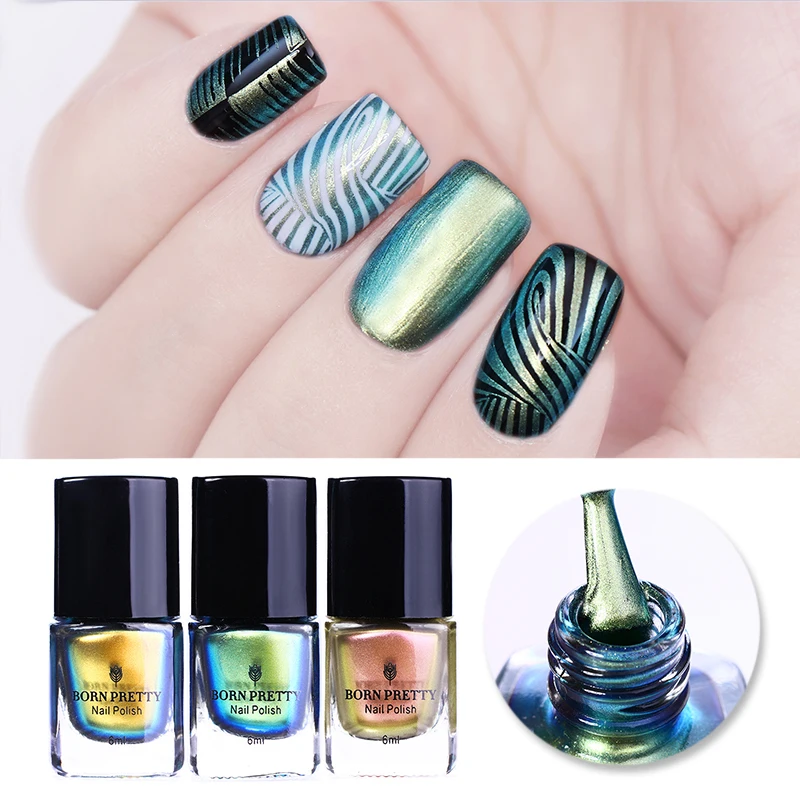 

BORN PRETTY 6ml Rose Gold Chameleon Nail Stamping Polish Colorful Manicure Nail Art Plate Printing Nail Lacquer