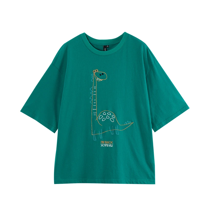Toyouth женская футболка с динозавром женские летние топы с круглым вырезом Kawaii повседневные Забавные футболки топы